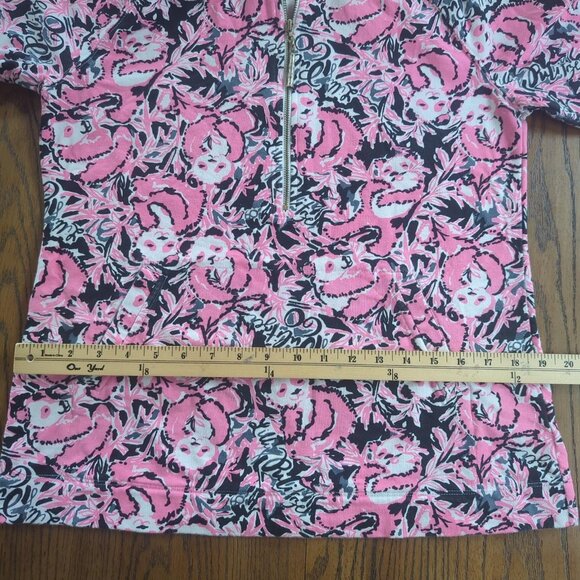 Lilly Pulitzer Hangin With My Boo Skipper Pink Sz M Terry 1/2 Zip Sweatshirt Top - Picture 14 of 16